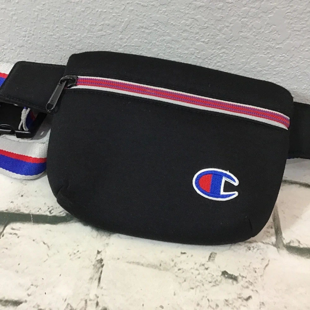 Champion‎ Big C Fanny Pack Neoprene Waist Pack Bum Bag Black Insulated